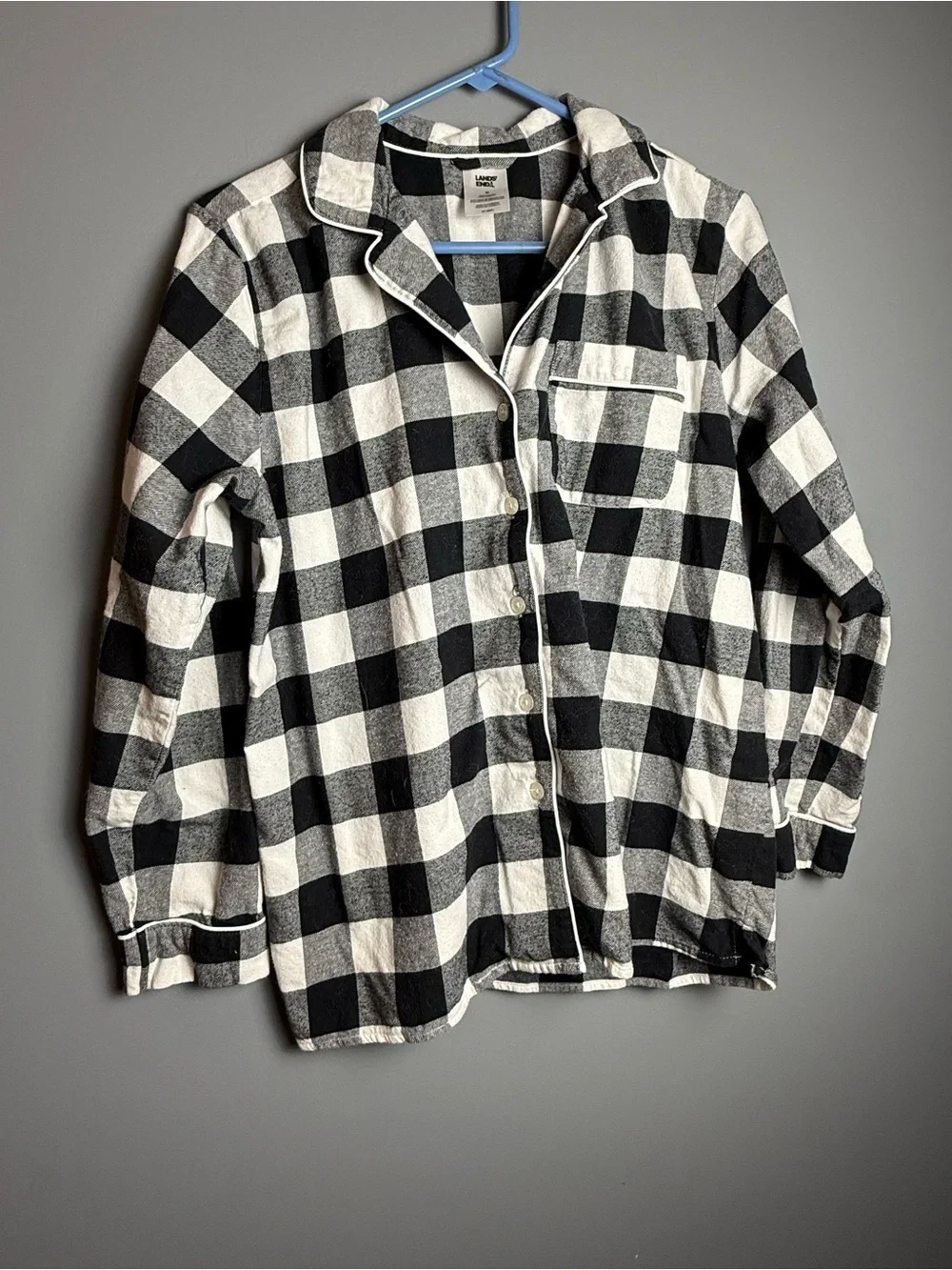 Lands End Buffalo Plaid 100% Cotton Flannel 2Pc Pajama Set Womens Sz M
